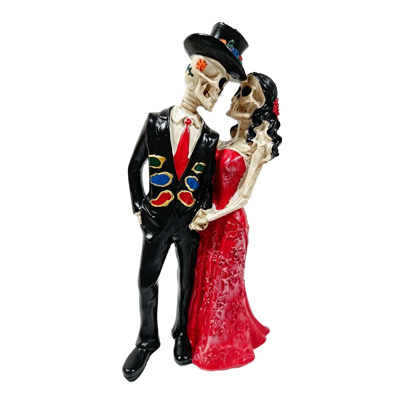 Glifora Skeleton Couple Statue - Gothic Romantic Skeleton Figurine, Resin Skeleton Man and Woman Sculpture for Halloween Table Decor