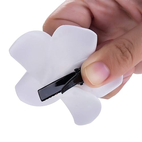 Miniatura 8 de 50 pinzas para el cabello de 2.5 pulgadas de espuma blanca hawaiana de plumas artificiales de plumeria para el hogar, novia, boda, fiesta tropical,