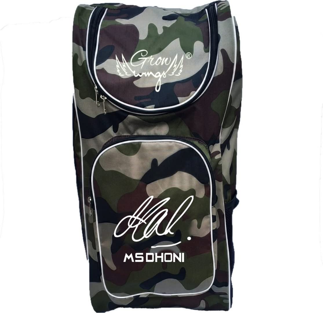 Grow wings Branded Cricket Kit Bag with Special Bat Holder On Two Side, Duffle Kit Bag, Backpack, Full Size with Shoulder Straps (Army) (B0CXPHBM2N) Amazon Price History, Amazon Price Tracker