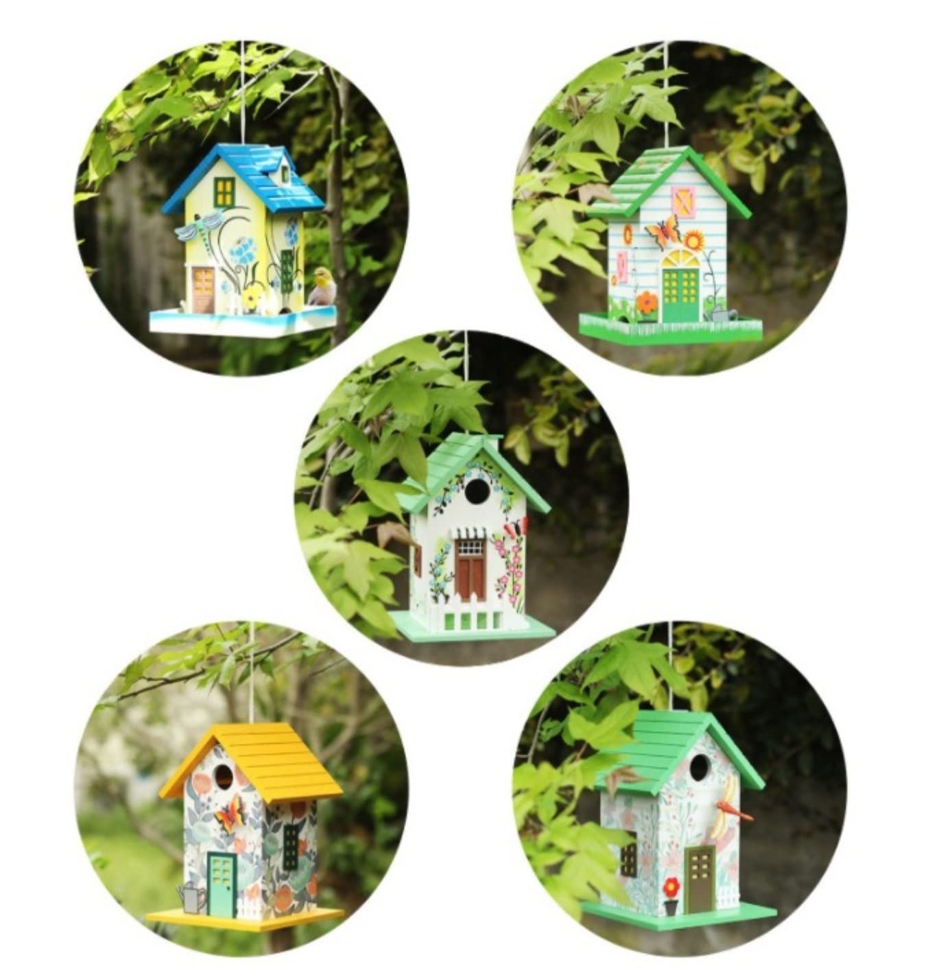 Karmnik dla Dzikich Ptaków Bird Feeder Zewnętrzny Drewniany Karmnik Dla Ptaków Dziedziniec Ogród Dekoracja Stacja Karmienia Wróbli(D)