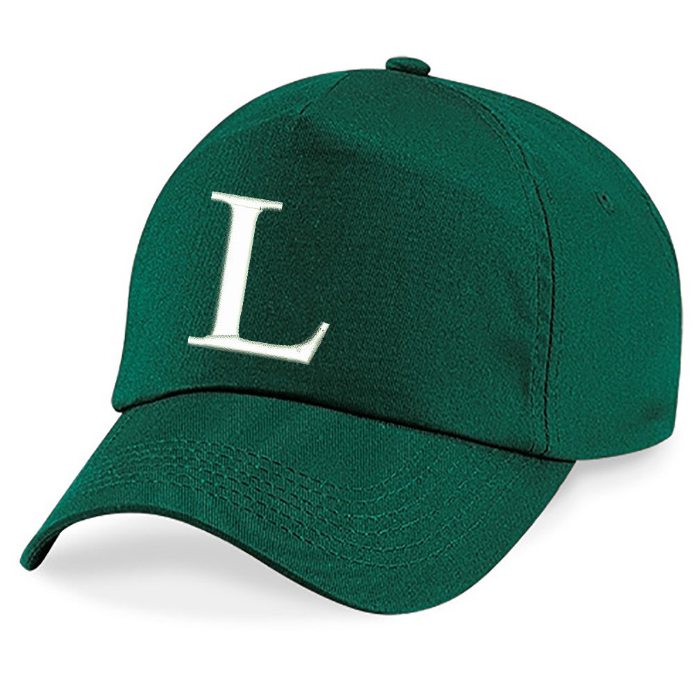 4Sold Unisex Kids L Children Schoo Embroidered Cap Kids Hat Alphabet A-Z Bottle Green