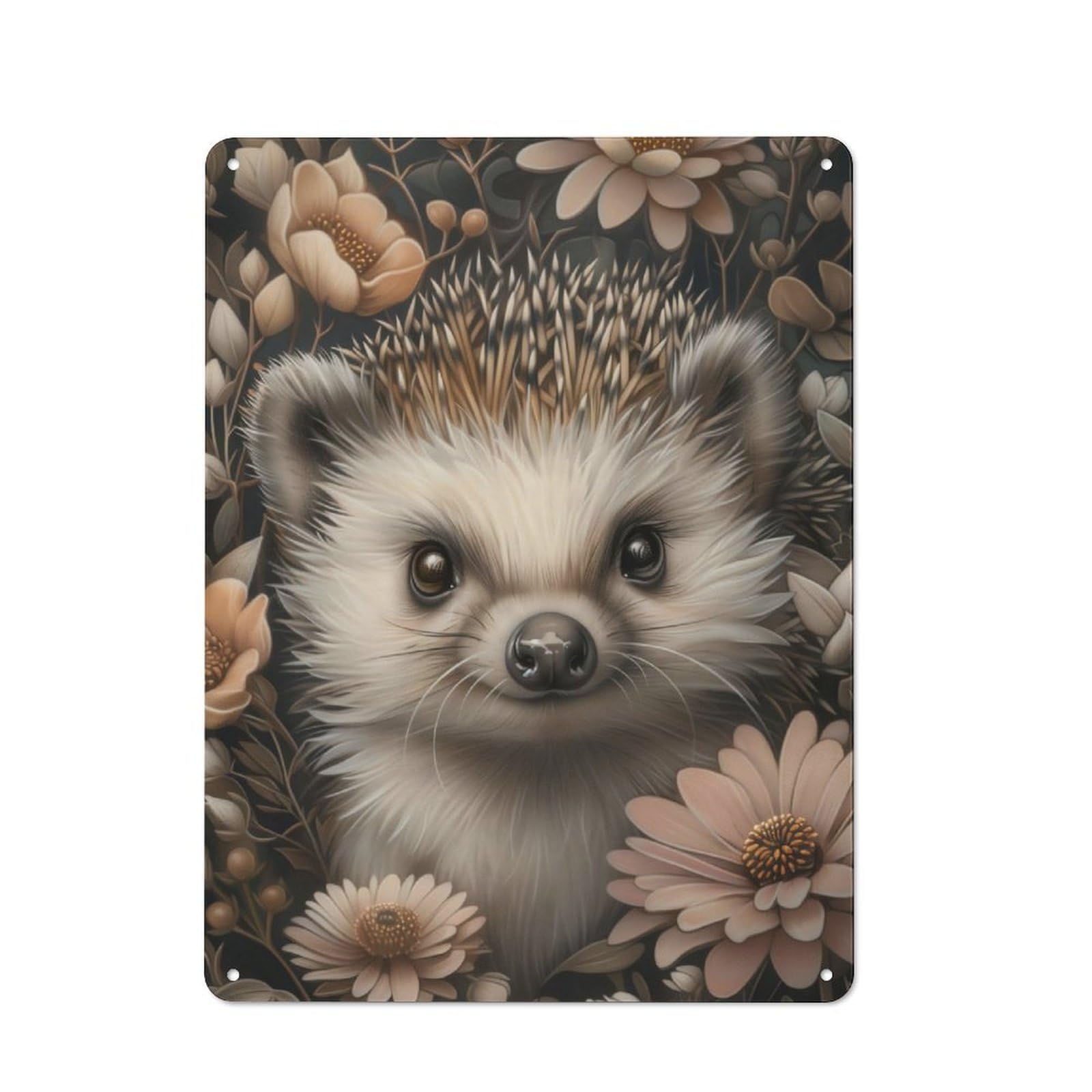 Junmoney Cute Whimsical Hedgehog Man Cave Tin Wall Sign, Wall Decor For Workshop, Shed And Game Room, 40X30cm