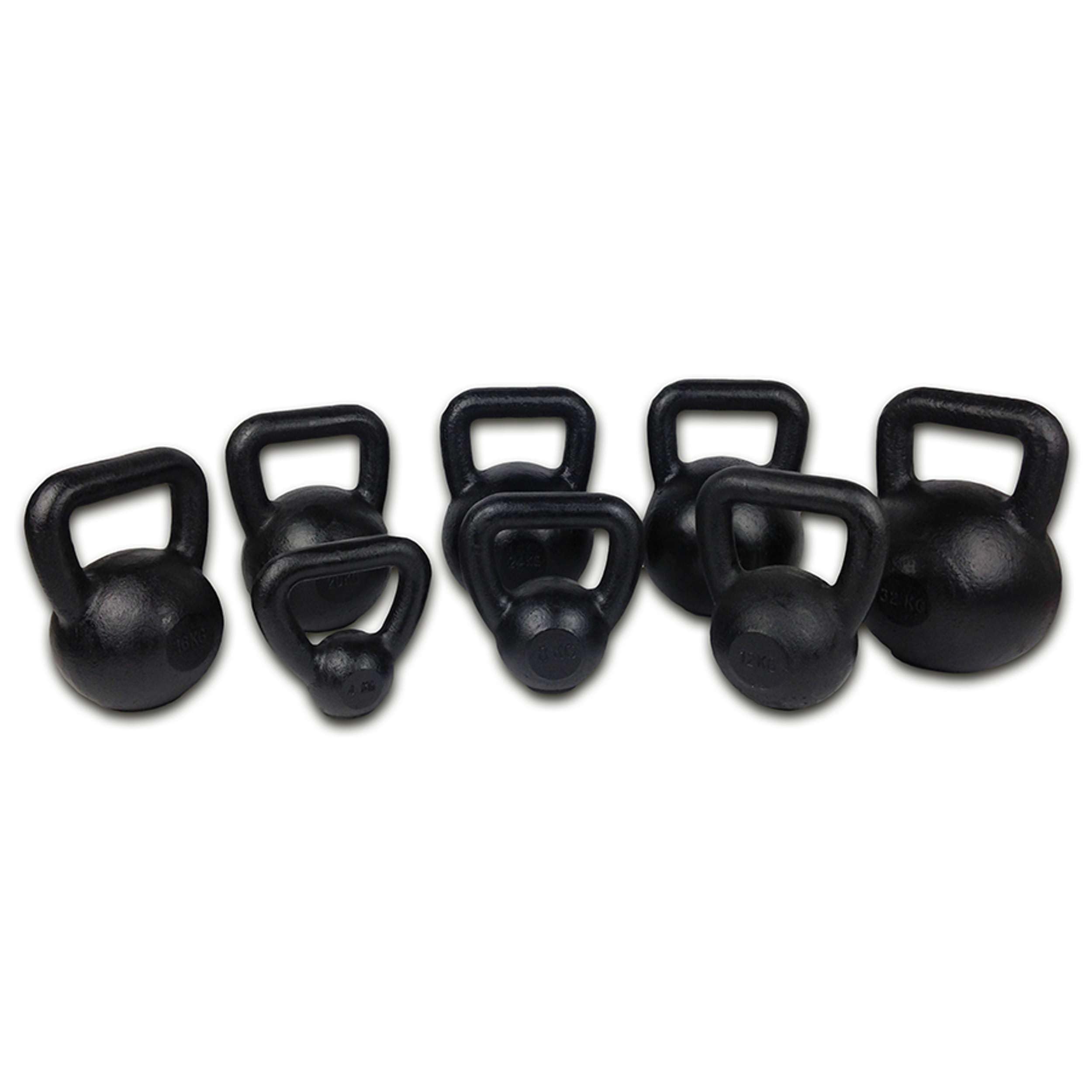Tunturi Kugelhantel 12 kg aus Gusseisen mit Gummiboden, Kettlebell