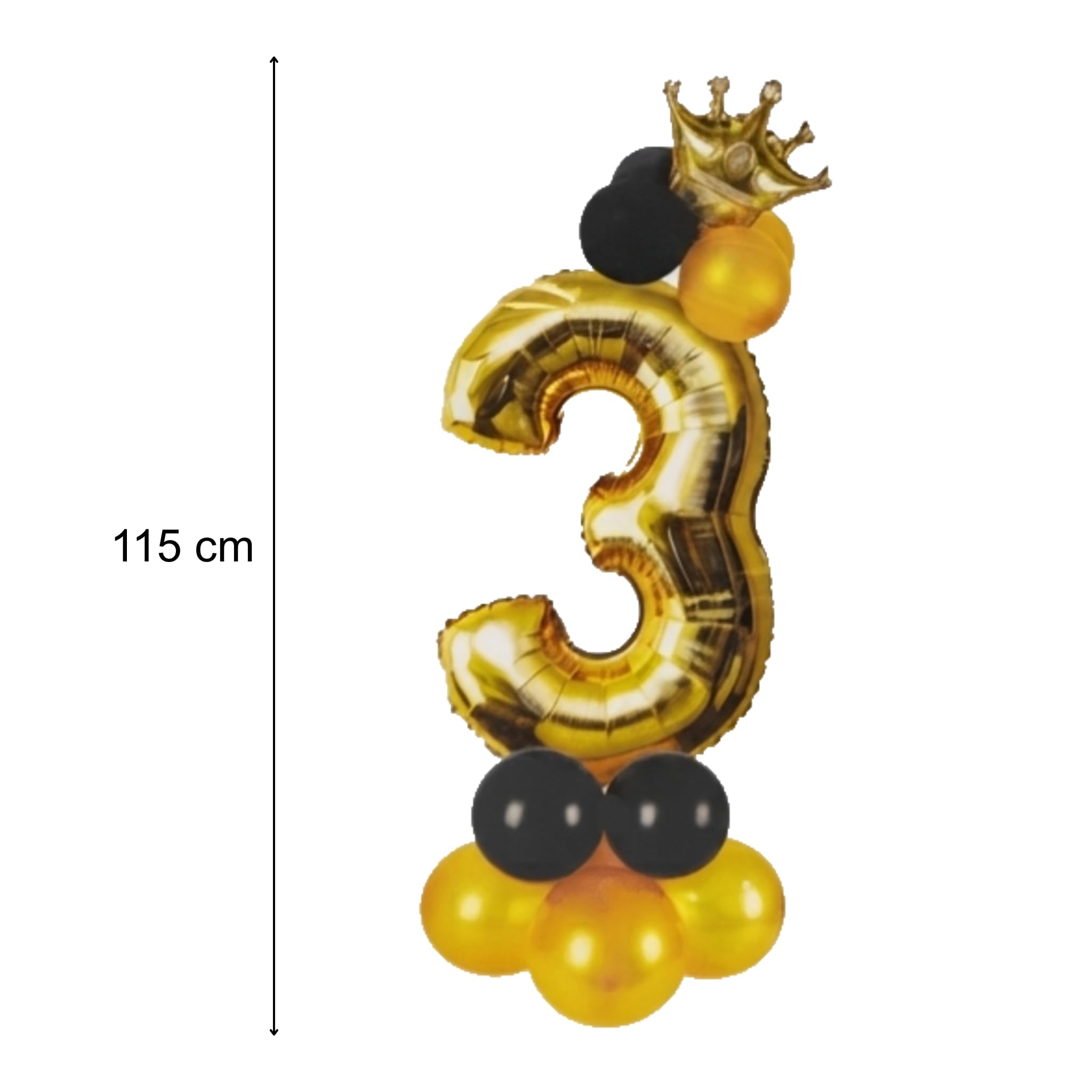 FestaWow Set 15PZ Palloncini Numeri Grandi 115 cm Oro e Nero Metalizzato | Ideale per Decorazioni Complenno,Anni,Anniversari Numero Gigante per Uso Interno o Esterno