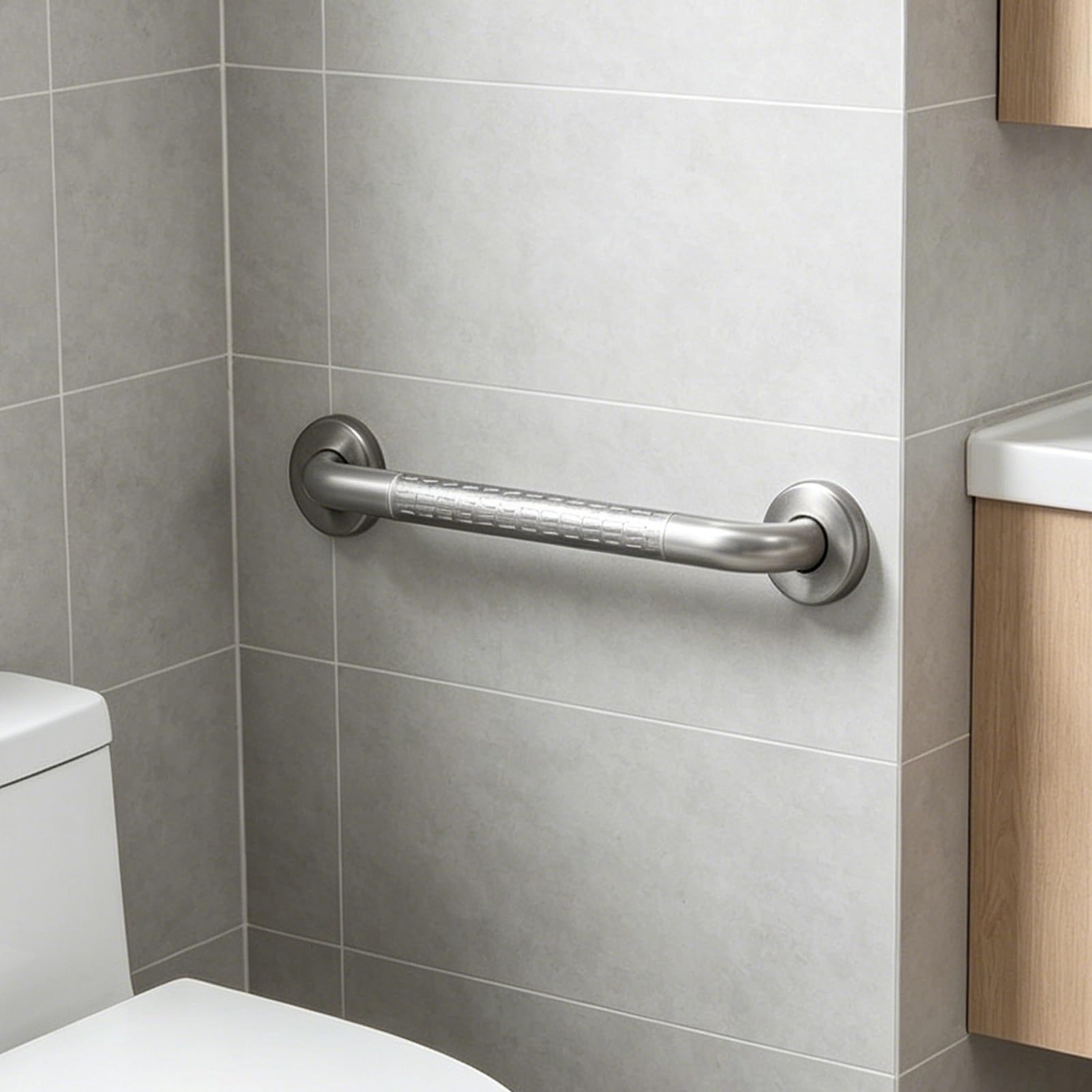 FKXSXAZ Shower Grab Bar, Gray Bathroom Bars, Anti-Slip Rails for Bathtubs and Showers, Handicap Handle, Heavy Duty(5ft/150cm)