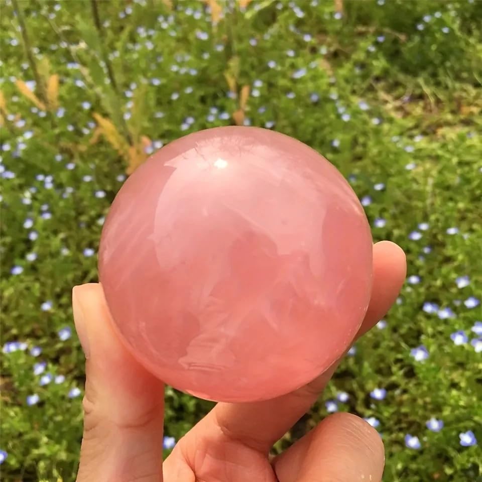 Esfera de cuarzo rosa de 7 a 7.5 cm bola de cristal mineral decorativa natural