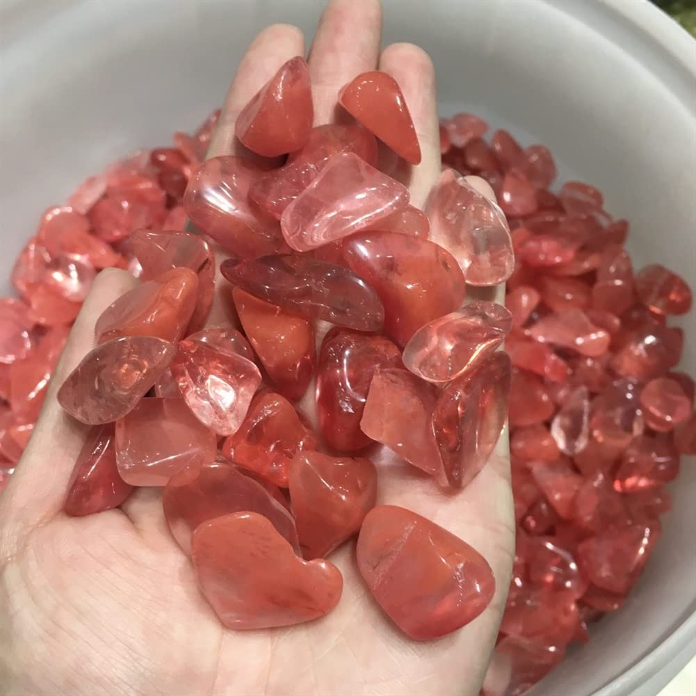 Piedras de Grava pulidas de Piedra de Cristal de Cuarzo Fundido Rojo for Decorar la decoración de NaturalReiki dingchi Espécimen Mineral de Piedra (Size : 500g)