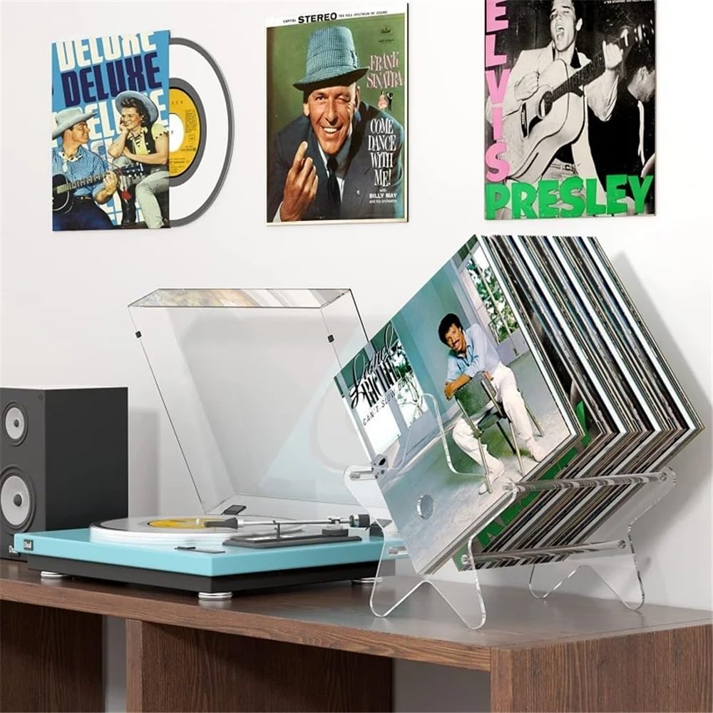 Support de disques Présentoir de CD en vinyle Transparent forme d'étoile à cinq branches, support rangement for album et disque acrylique, for la maison le bureau