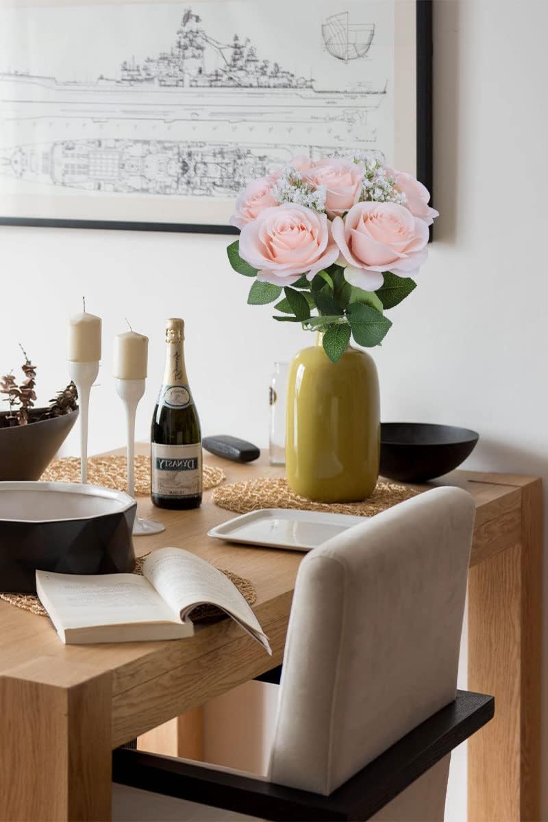 LVEFIT Artificial Rose Flower Artificial Flowers Flower with Long Stem Silk Roses Bouquet for Wedding Bridal Shower Party Home Decoration (Blush, 50 Pcs) - Image 5