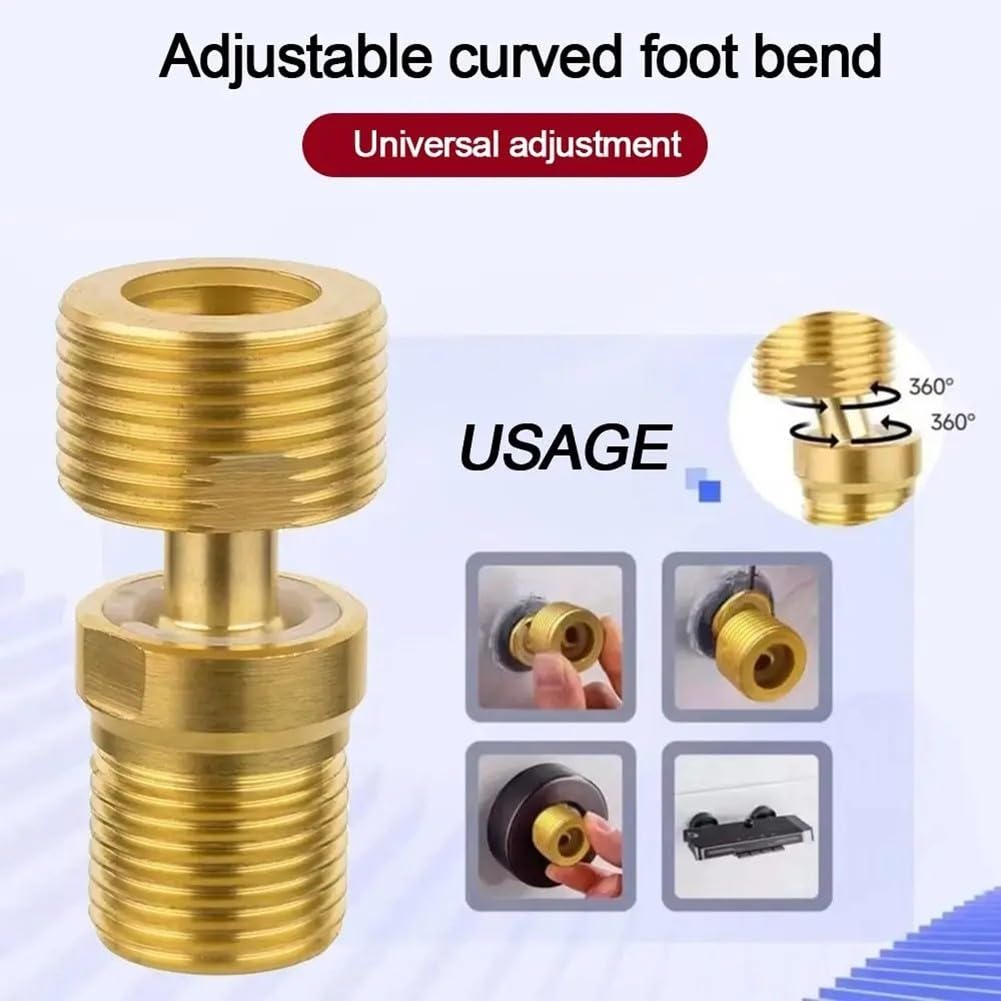 Besttoolifes Codo de ducha giratorio de 360° de cobre, ángulo ajustable, tornillo excéntrico, conector montado en la pared para baño, cocina (2 unidades)