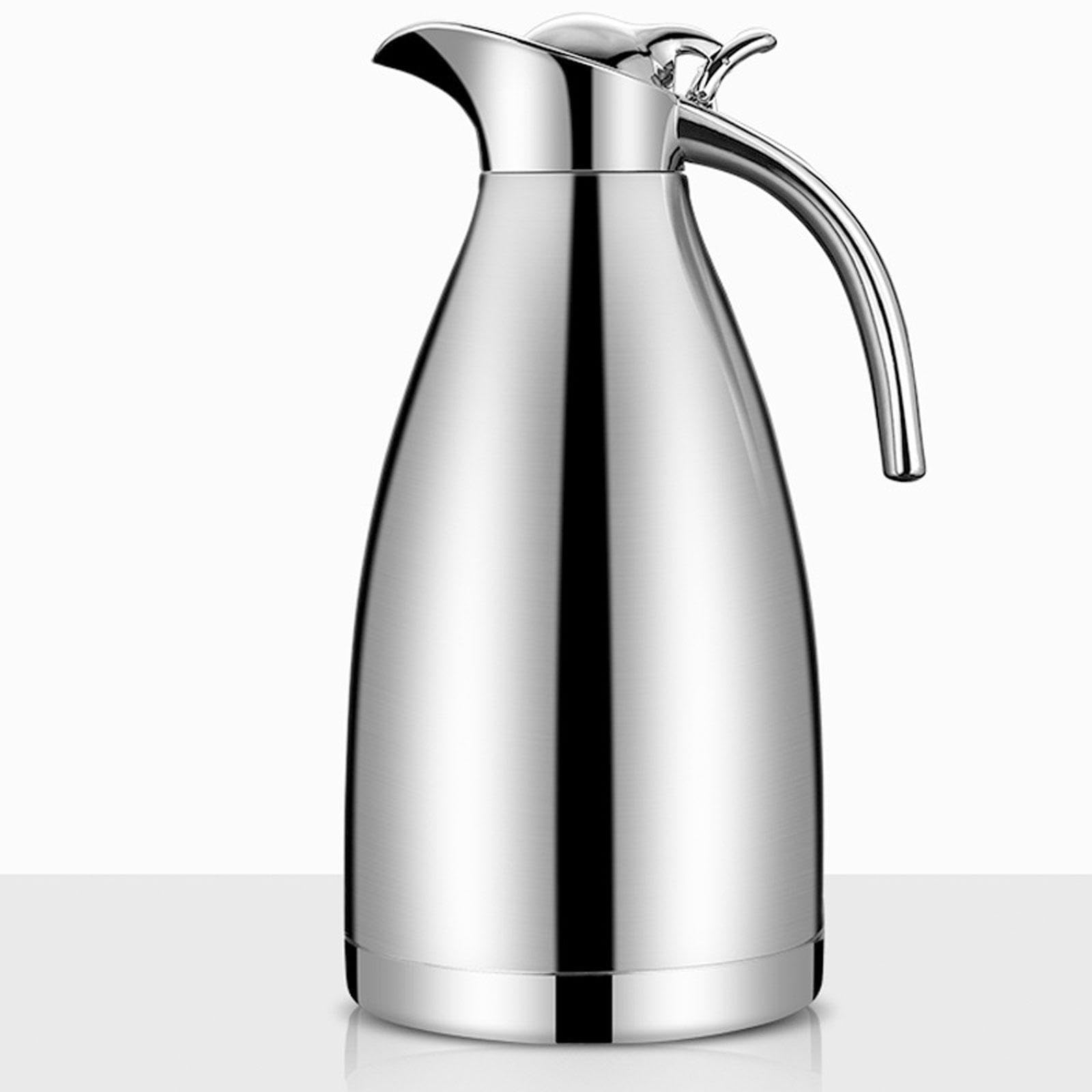 Carafe Isotherme Verseuse Thermique Cruche à Boissons et Pot à Café En Acier Inoxydable Antirouille avec Couvercle Étanche Adapté pour L'Hôtellerie E, 2 L