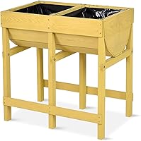 Vista 9 de Giantex Cama de Jardín Elevada, Soporte de Plantador de Madera, Kit de Caja de Cultivo de Jardín con Patas para Vegetales, Flores, Hierbas