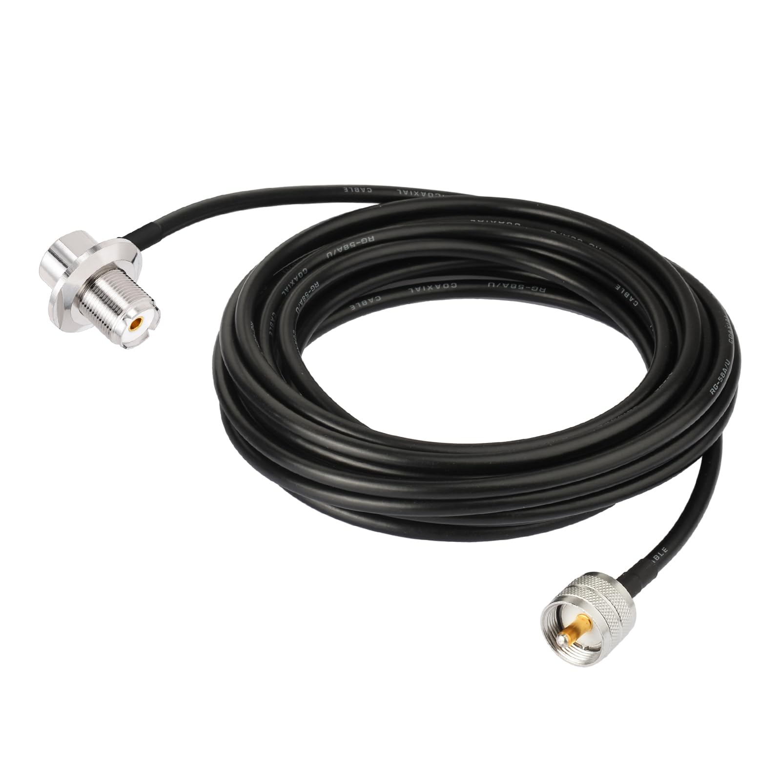 Bingfu Staffa di Montaggio Antenna in Acciaio Inossidabile con Bulloni a U, Foro da 16 mm, Cavo coassiale RG58 UHF PL259 a SO239 5 m per Radio Mobili e Amatoriali