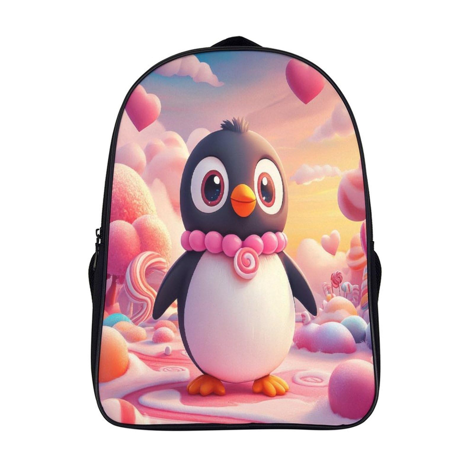 Sac à dos d'école ergonomique contre le désordre : pingouin 3D à double compartiment