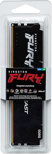 Kingston FURY Beast Black DDR5 16GB 5200MT/s CL40 DIMM Desktop Gaming Memory Single Module Intel XMP - KF552C40BB-16 - 5