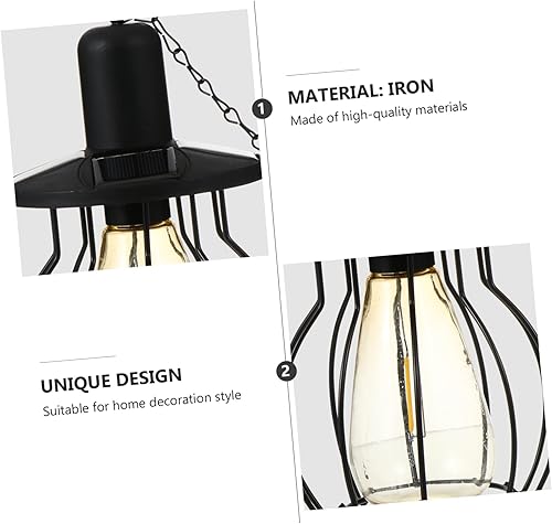 Miniatura 2 de Happyyami 2pcs Solar Wrought Iron Lamp Solar Powered Retro Wrought Light Hanging Tungsten Courtyard Light Solar Energy Power Hanging Light Retro