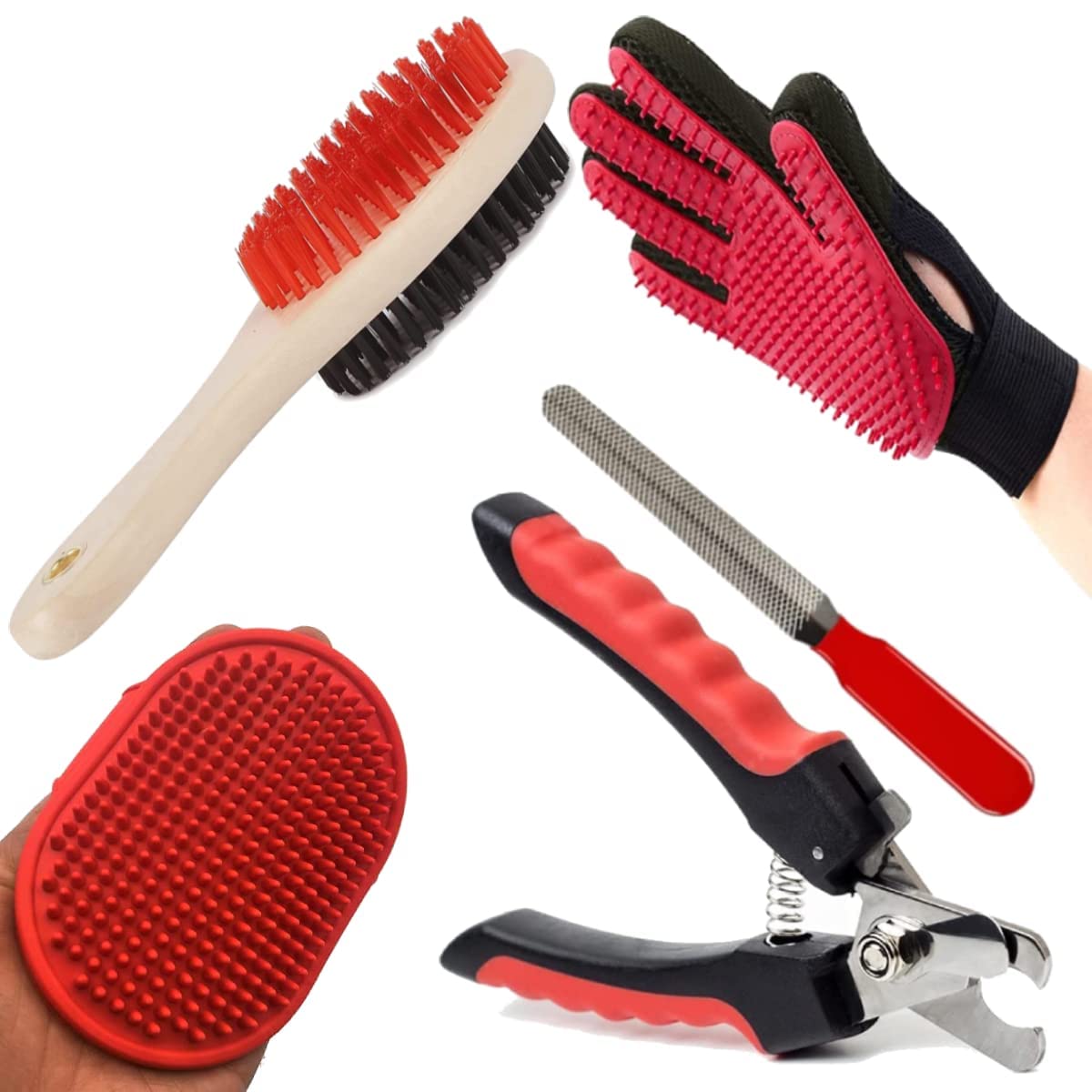 RvPaws Dog Grooming Kit - Dog Nail Clippers + Dog Nail Grinder + Pet Bath Brush Grooming Comb with Adjustable Ring + Pet Wood Handle Double Sided Brush (Medium) + Pet Grooming Glove for Dog (B09TPP847G) Amazon Price History, Amazon Price Tracker