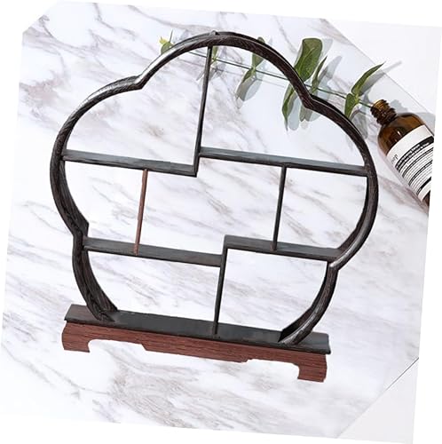 Vista 6 de Healifty 1 soporte de exhibición vintage, estante antiguo, gabinete de piso, estante retro, estantería circular, estante de pared, estante rústico