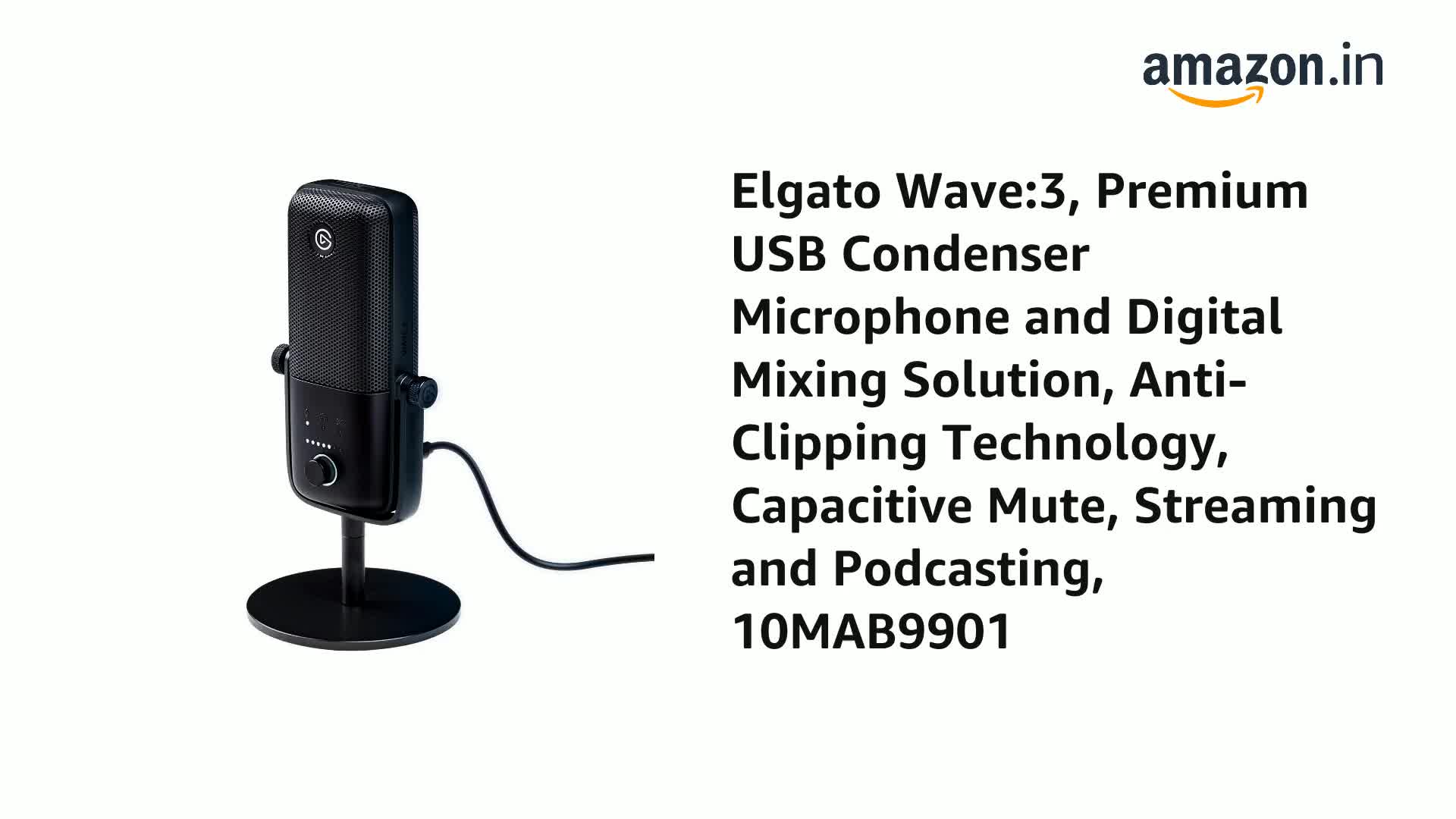 Elgato Wave:3 Premium USB Condenser Unidirectional Microphone and