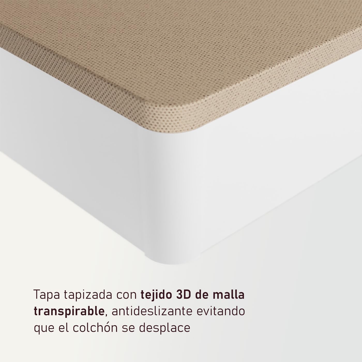 amuéblate Online - Canapé Abatible Súper Reforzado Gran Capacidad con Tapa Transpirable, Esquinas Redondeadas, 135 x 190, Blanco
