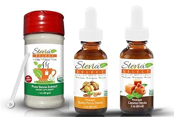 Stevia Drops Natural Liquid & Hazelnut With Pure Stevia Sugar Substitute Keto Sugar-Free Stevia Bundle 3 Pack