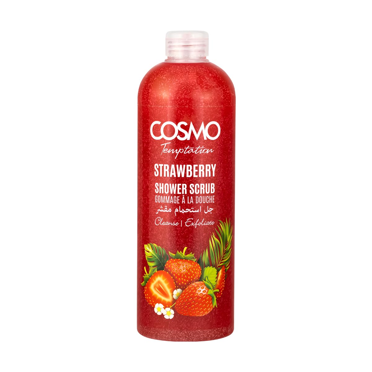 CD COSMO DESIGNS Temptation Strawberry Shower Scrub 1000ml, Moisturizing Body Wash, Cleanse and Exfoliate, All Skin Type, Face & Body Scrubs, Shower Gel For Men & Women