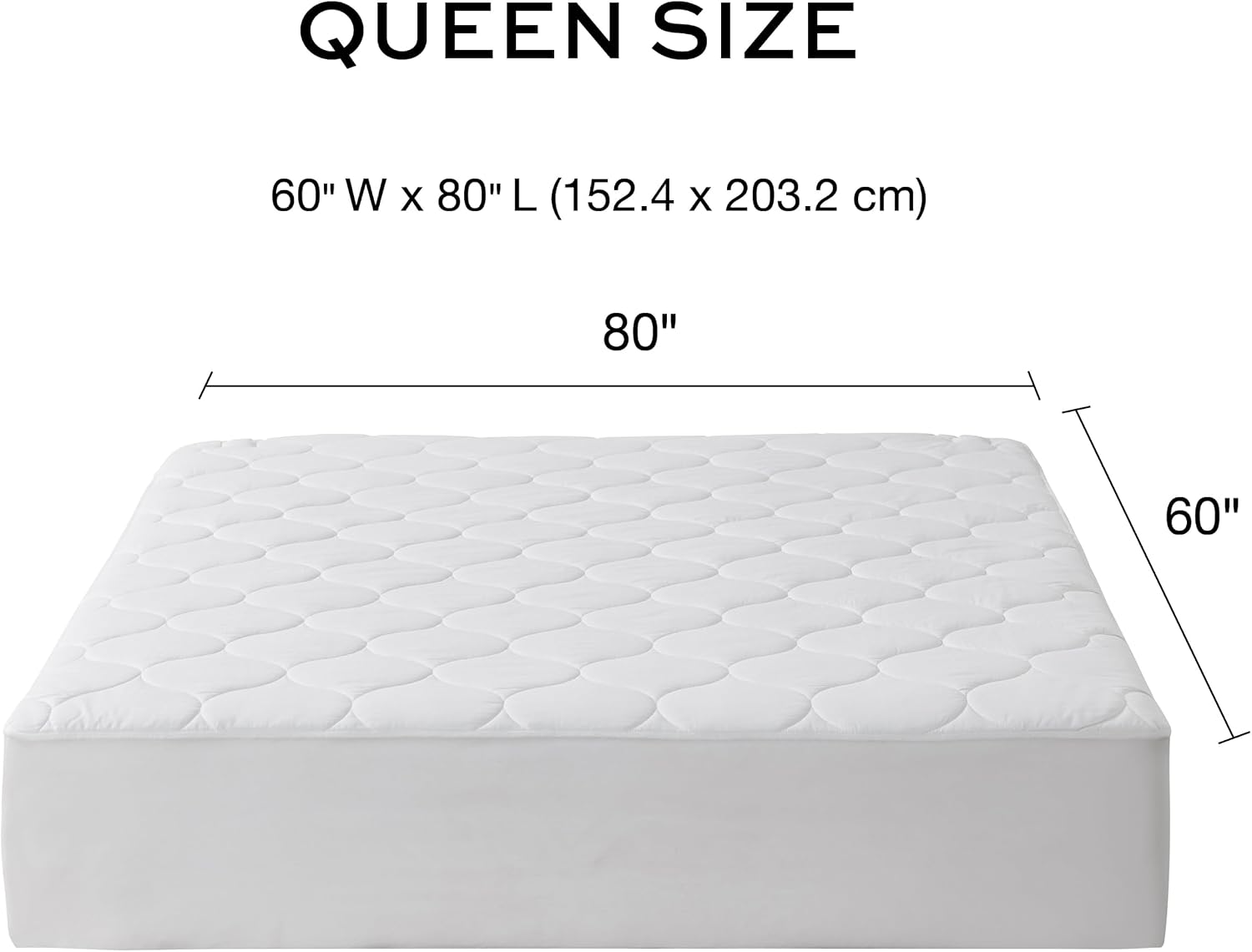 Brookstone Cotton Heated Mattress Pad – Queen Size – 10 Heat Settings, Auto Shut-Off, Machine Washable, Soft Quilted Cover – White