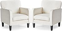 DUMOS Modern Accent Chairs 2-Pack White, L-Shaped Corner Lounge Chairs with Armrests for Living Room Bedroom