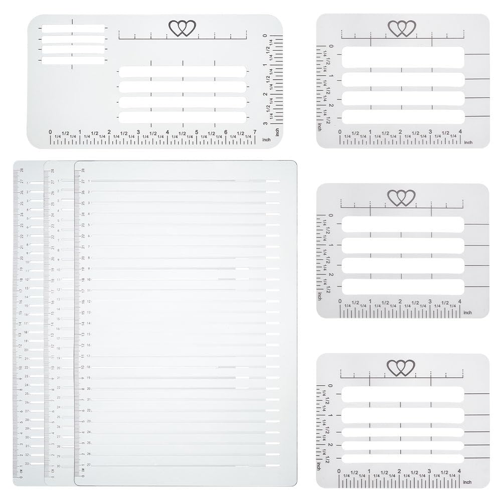 PLIGREAT7 Pcs Straight Line Stencil Templates Set, Line Drawing Stencil Scale Writing Ruler Calligraphy Lettering Guide Template for Students Architect Ruled Paper Journaling Scrapbooking Tools