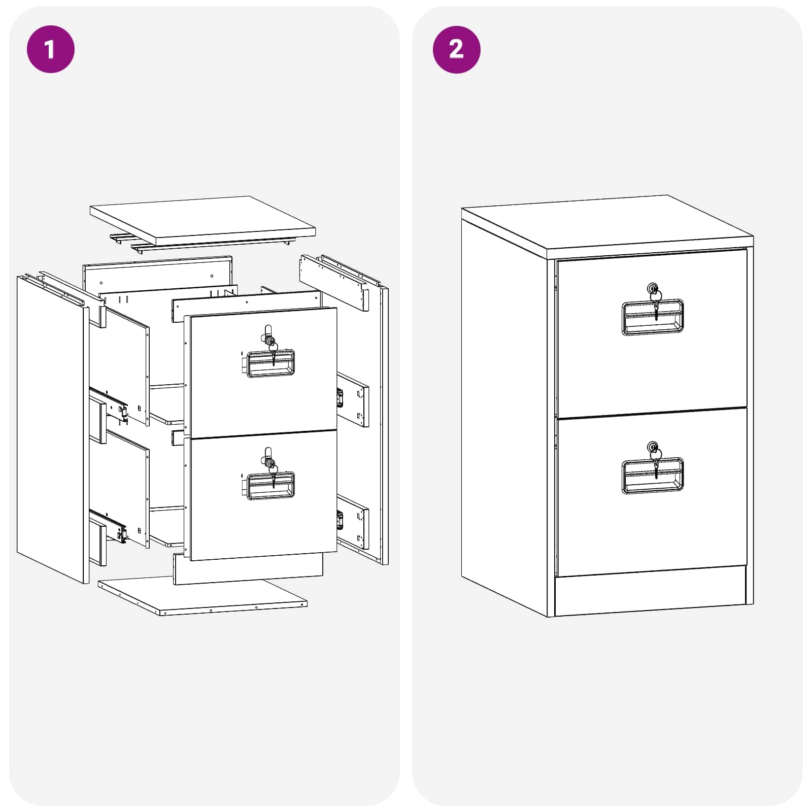 vidaXL Mueble archivador con cajón Antracita 44 x 50 x 74,5 cm, Armario metálico Rectangular, Almacenamiento Industrial, Organizador de cajones, solución Segura para Oficina