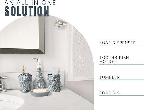 Miniatura 8 de Comfify - Juego de accesorios de baño de cerámica de 4 piezas, color azul