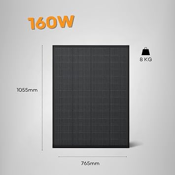 320W Solar Array 2PC 160W | All-Black Rigid Module | Ultra-Efficient Monocrystalline N-Type TOPCon | Ideal for 12V/24V Off-Grid, Motorhomes, Narrowboats, Sheds & for Backup Power Stations