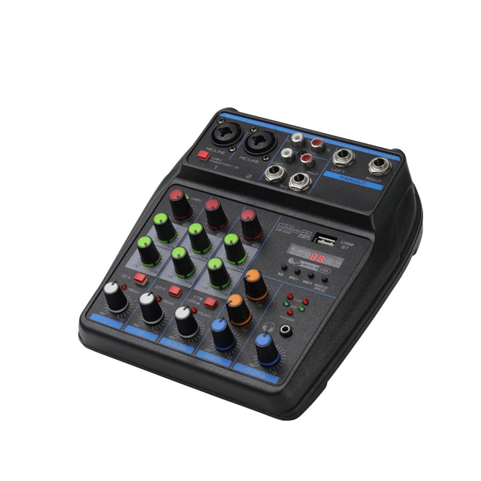 Mikser audio 4-kanałowy Mikser DJ Konsola Miksująca Z 48V Zasilanie Phantom Monitor System USB Mixer