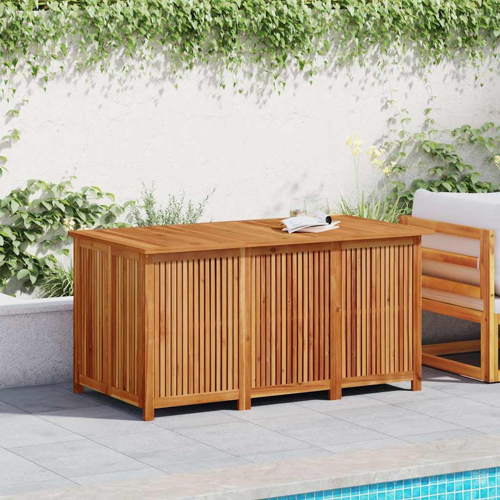 Gartenbox aus Massivholz Akazie 150x80x75 cm mit wasserfestem Innenbeutel für Außen- und Innenbereich, Stauraum für Möbelkissen Auflagen Decken, robuste Aufbewahrungslösung