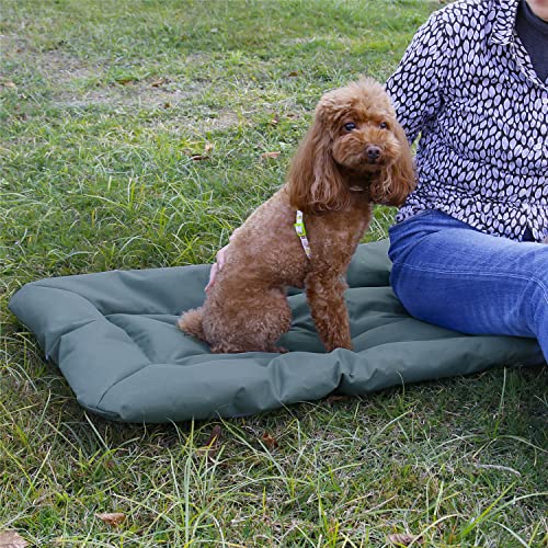 Lit pour Chien Imperméable Pliable Panier Chien Moyenne Taille Imperméable Coussin Chien de Tissu Oxford Tapis Lavable pour Chien Canapés Extérieur, 90x60 cm, Gris – Image 4