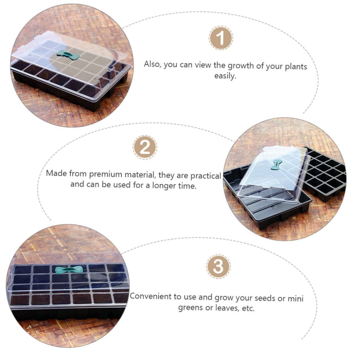 Toddmomy 3juegos Bandejas para Plántulas de Resistente Rejilla para Germinación de Hortalizas Caja de Cultivo Contenedor de Plantación Suministros de Jardinería Bandeja Cultivo