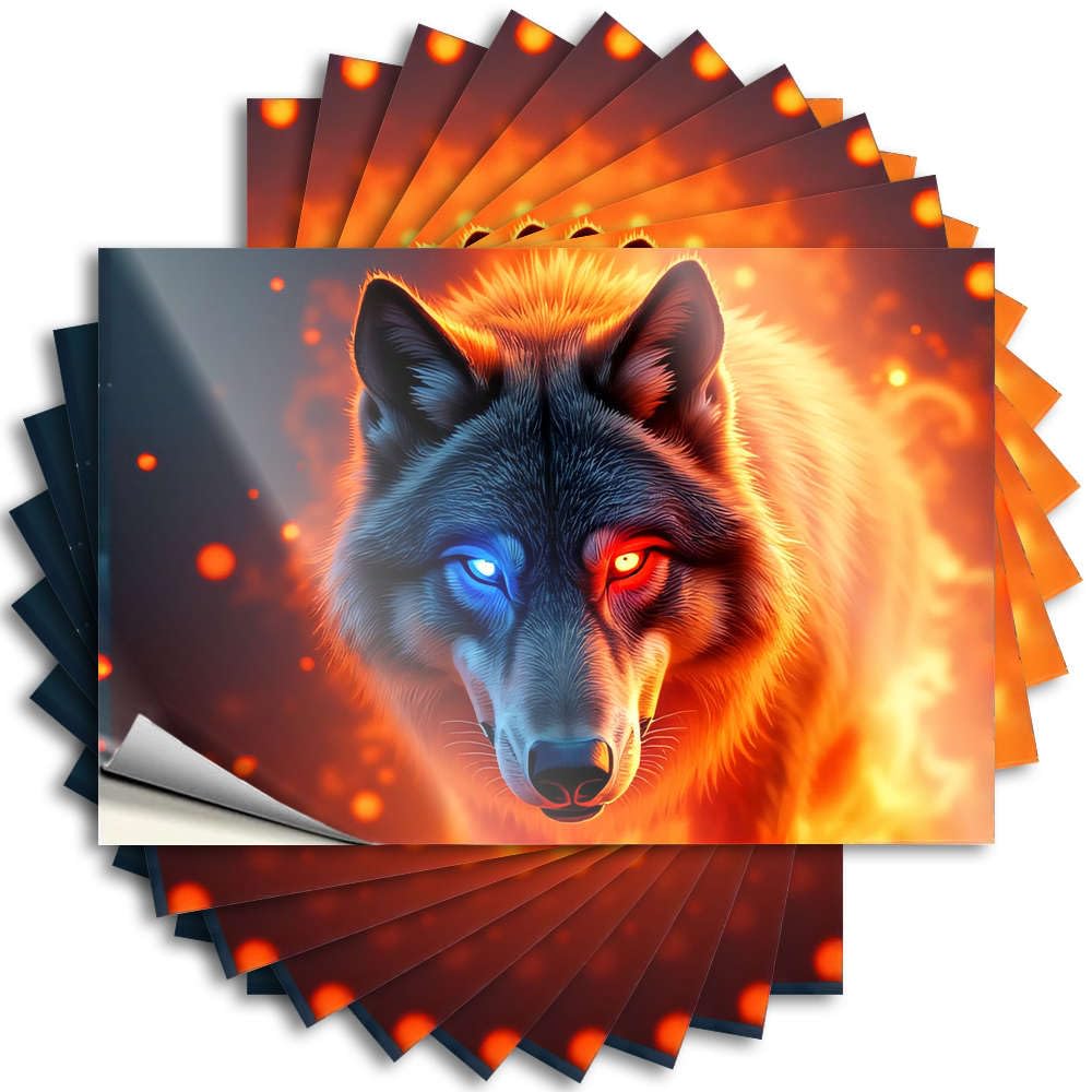 Tattoo Personalized Vinyl Sticker | Flaming Wolf with Fiery Eyes Heavy for Tiki Use(12X18CM)