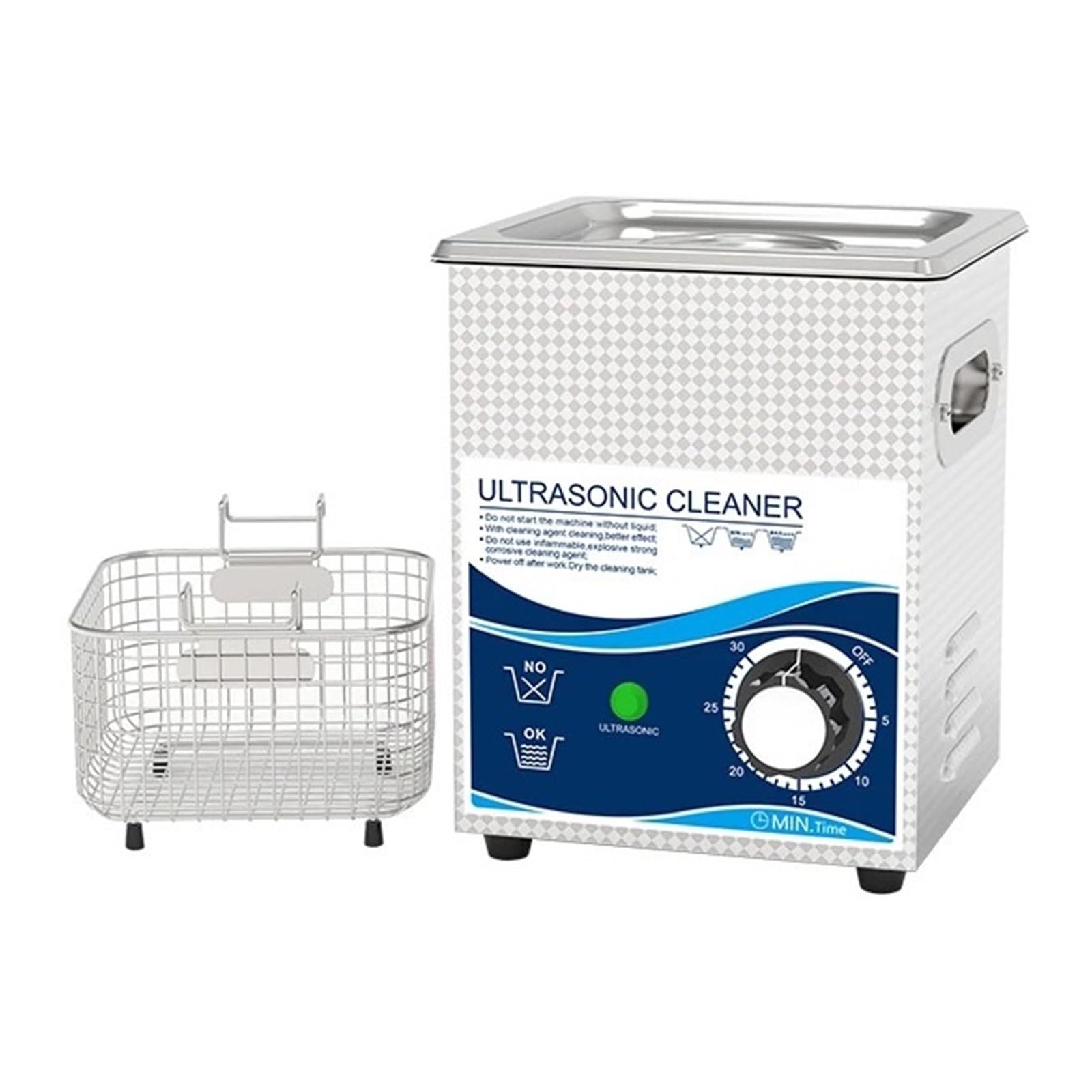 MáQuina Limpiadora UltrasóNica Limpiador Ultrasónico Perilla Mecánica Baño De 2L con Temporizador Limpieza De Piezas De Hardware Joyas Gafas Relojes(2L 60W)