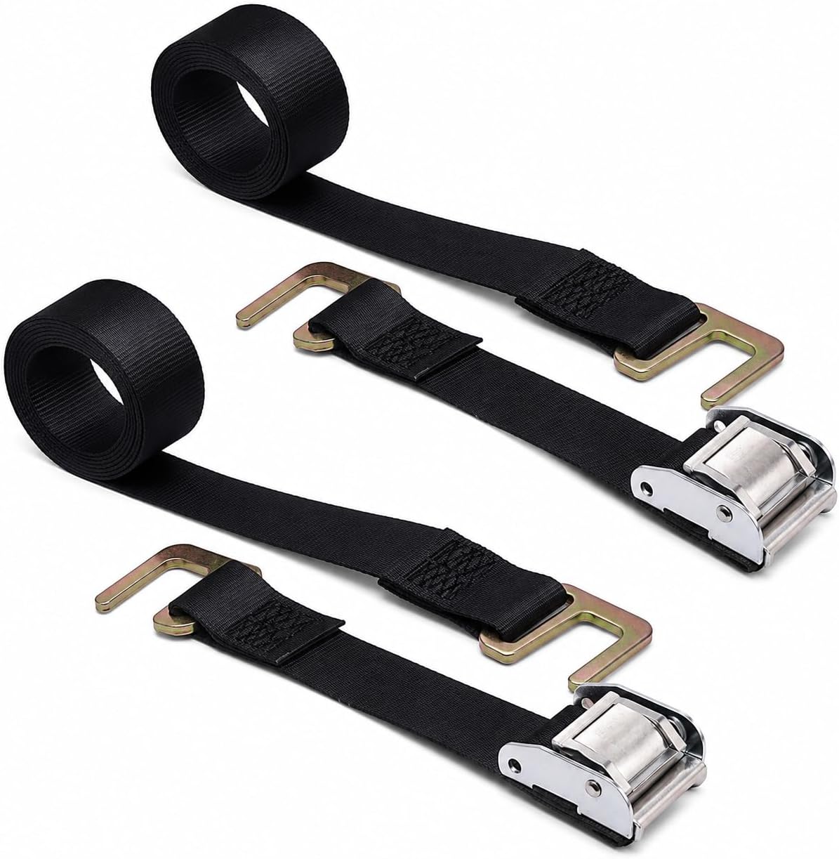 BoxerTool Wood Rail Straps - Rental Truck Tie Down Straps - Cam Buckle with Slotted Hook - Tie Down - Box Trucks, Wood Slat Rails