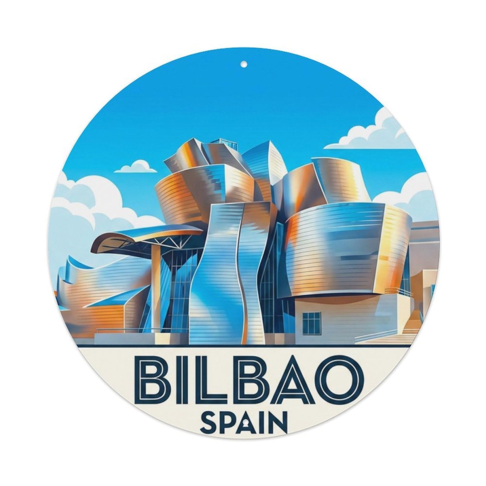 Metal Tin Sign Spain Retro Travel Bilbao
