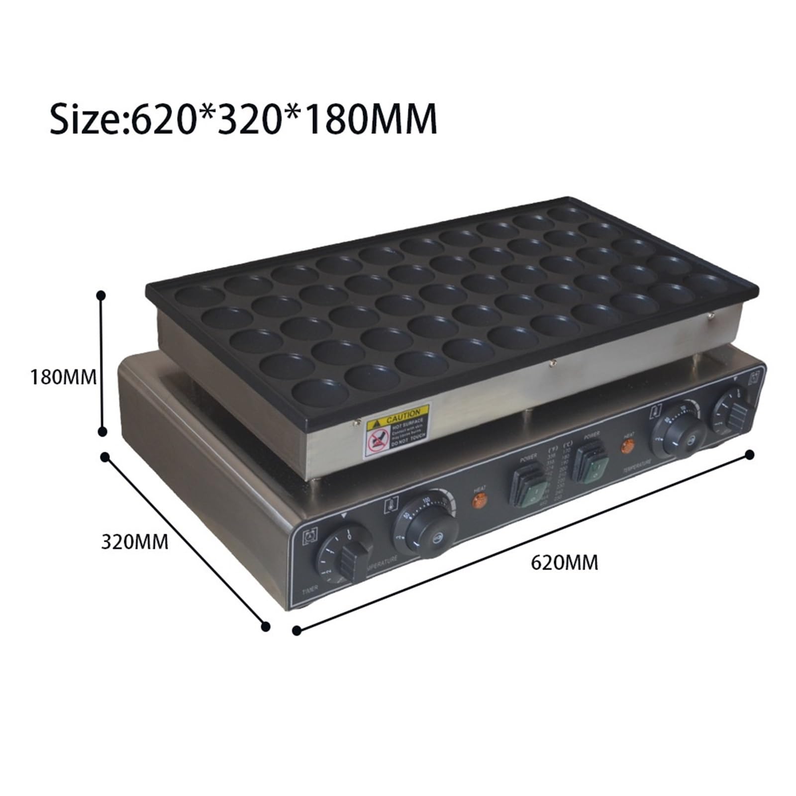 Écologique Machine à crêpes électrique commerciale, 50 trous, 850W + 850W, Mini gaufrier néerlandais, Machine à crêpes, Mini Machine à beignets Sans fumée, facile à utiliser et à nettoyer