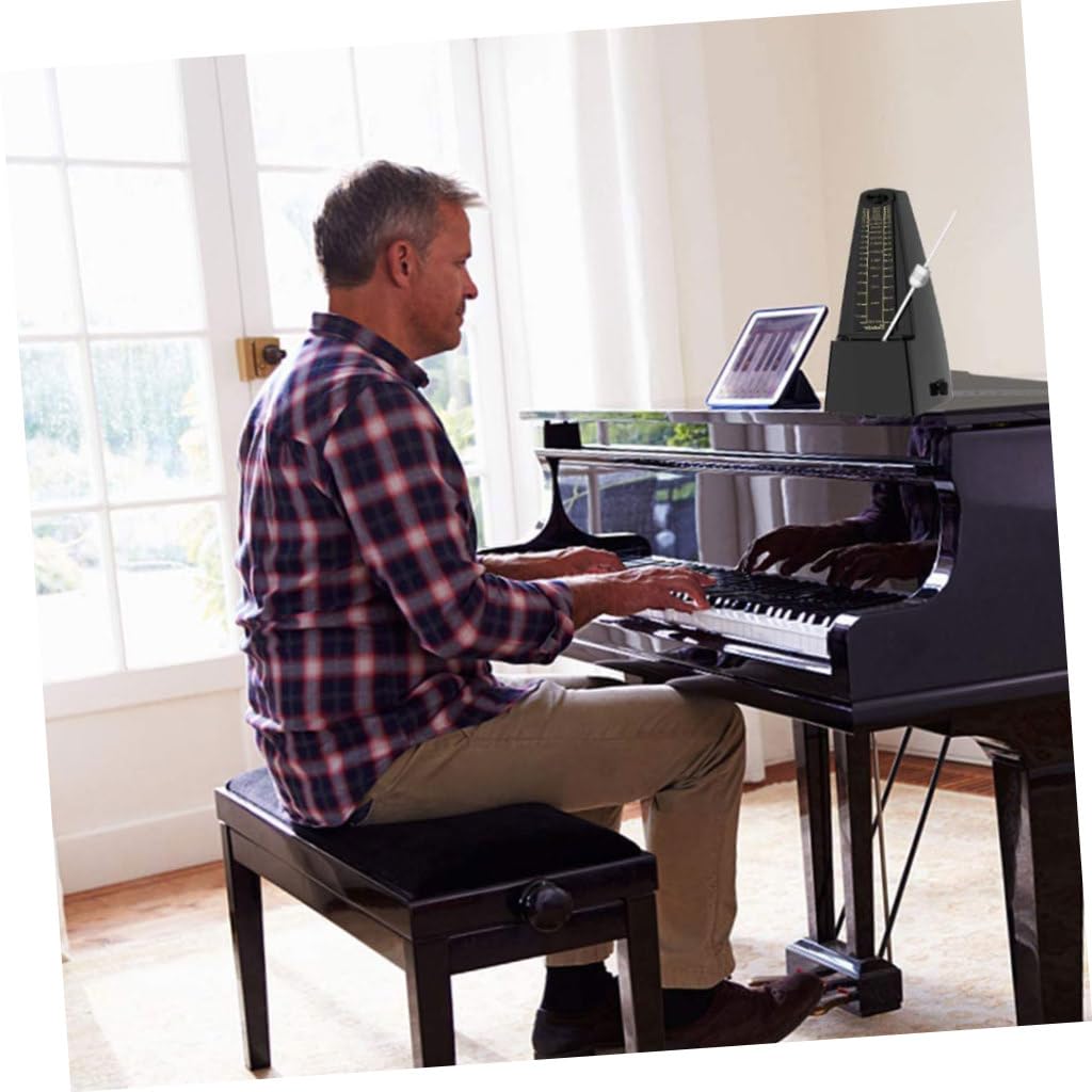 Metronomo Meccanico per Pianoforte, Violino e Basso | Nero, Design Classico in Abs e Metallo, con Clip per Spartito e Note, Facile da Usare Colore Casuale