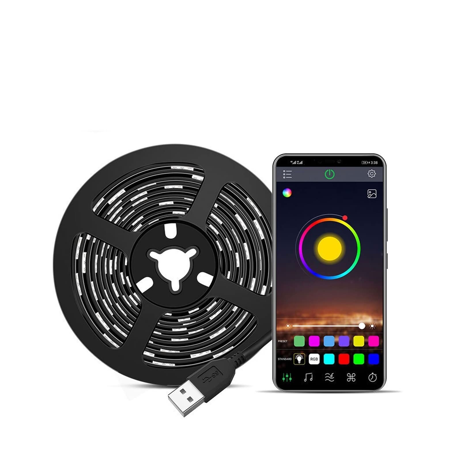 Bande lumineuse LED RVB 5050 Bluetooth avec rétroéclairage TV USB