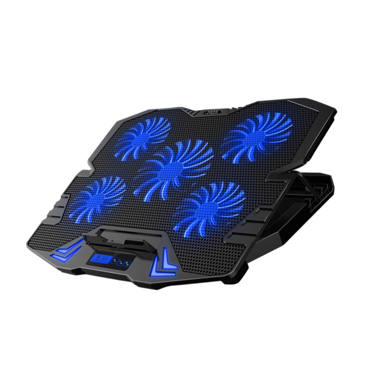 Refroidisseur Ordinateur Portable Réglable avec Ventilateurs Silencieux Support De Refroidissement pour Ordinateurs Portables Noir Et Bleu Version Tactile