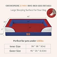 Vista 558 de Comfort Expression - Cama ortopédica para perros extragrandes, 53 x 42 pulgadas, cama impermeable y de apoyo de espuma con cojines removibles