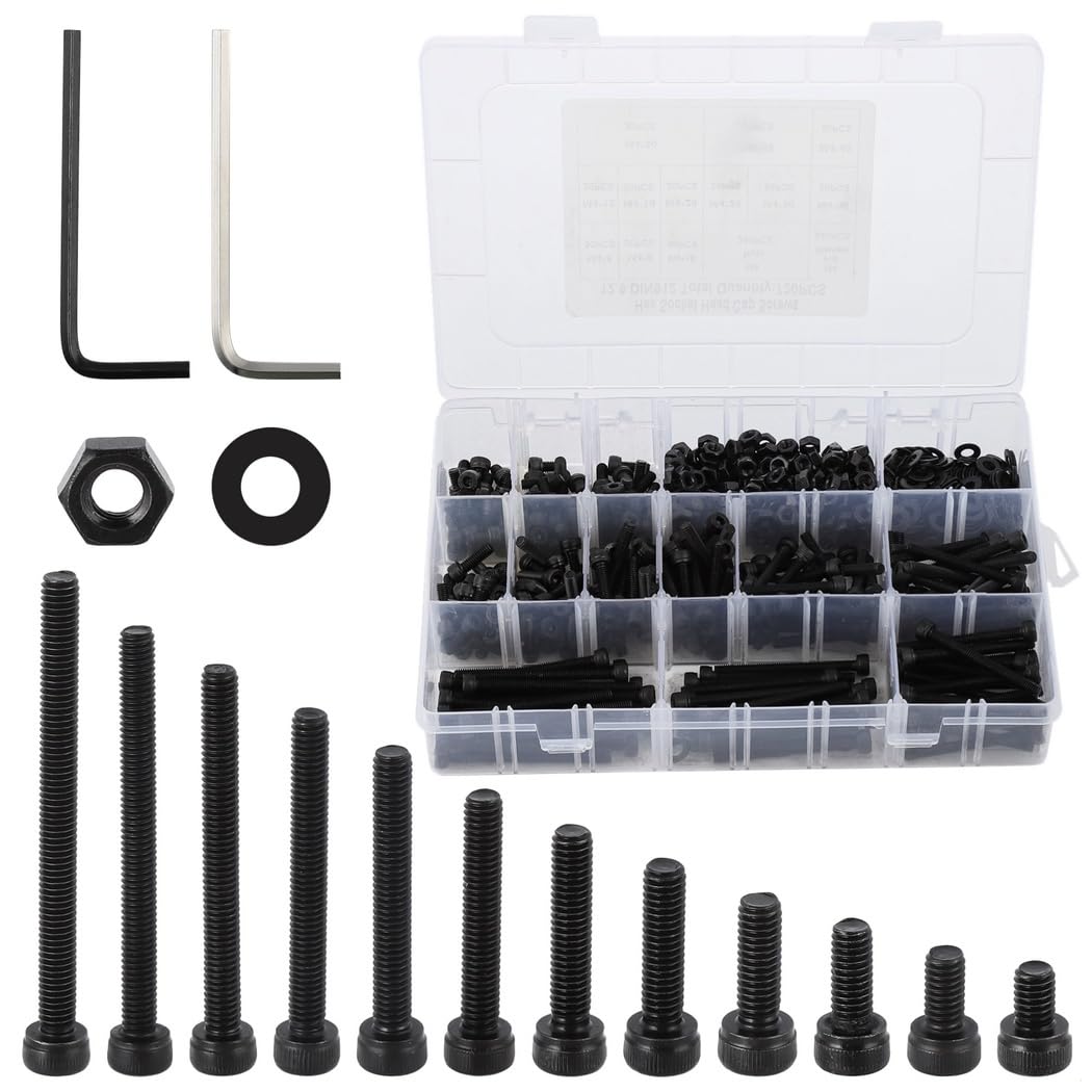 Kit assortito di 722 dadi esagonali con testa a bottone, viti a testa esagonale x 6/8/10/12/16/20/25/30/35/40/45/50, set di rondelle per riparazione, progetti fai da te