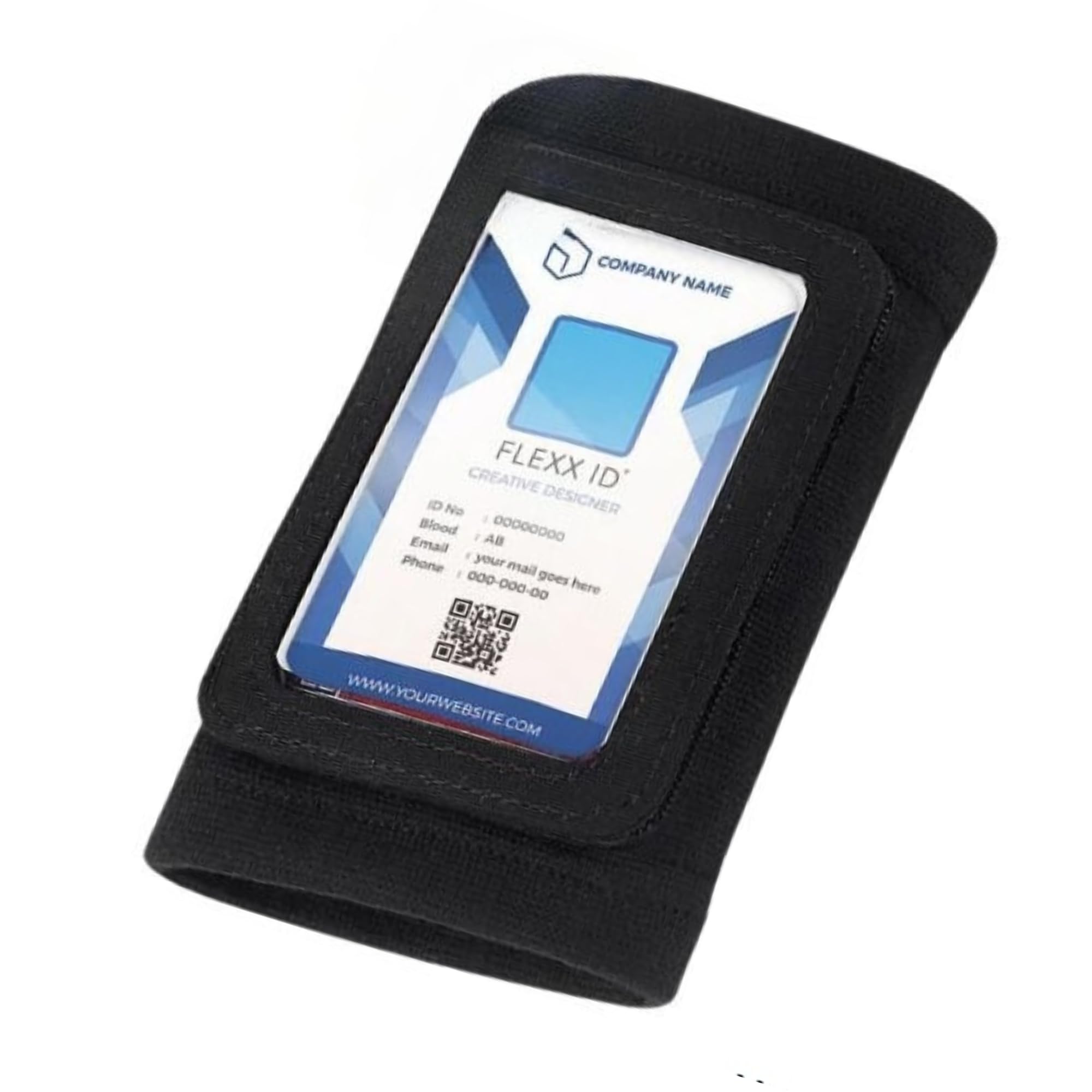 FLEXX IDPRO Secure RFID-Enabled Clear Window Arm Badge Holder Wallet with Velcro Pocket - Quick Hands-Free Access for Secured Areas - Ski Pass Holder - Ideal for Work, Gym, Travel - Black (XL)