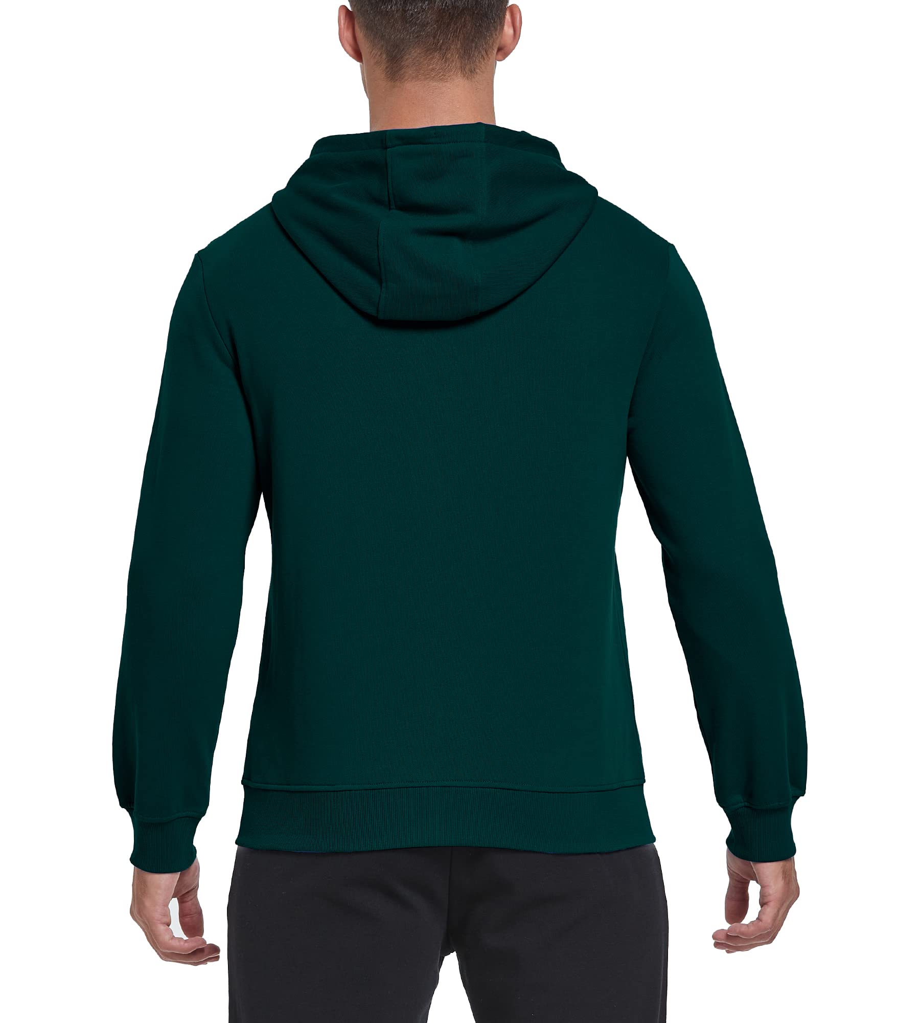 BETTERCHIC Męska bluza z kapturem sportowa miękka szczotkowana bluza polarowa z kapturem sznurek na zamek błyskawiczny bluza z kapturem rozmiar S-3XL, ZIELONY, XL