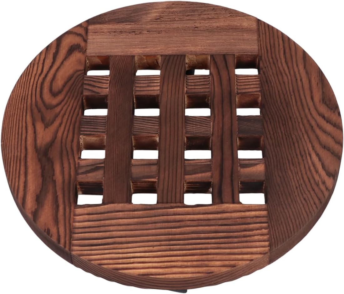 Wooden Flowerpot Tray Wheels Carbonized for Indoor and Outdoor Use Heavy-Duty Wooden Planter Tray Floor Protector for Garden Pots