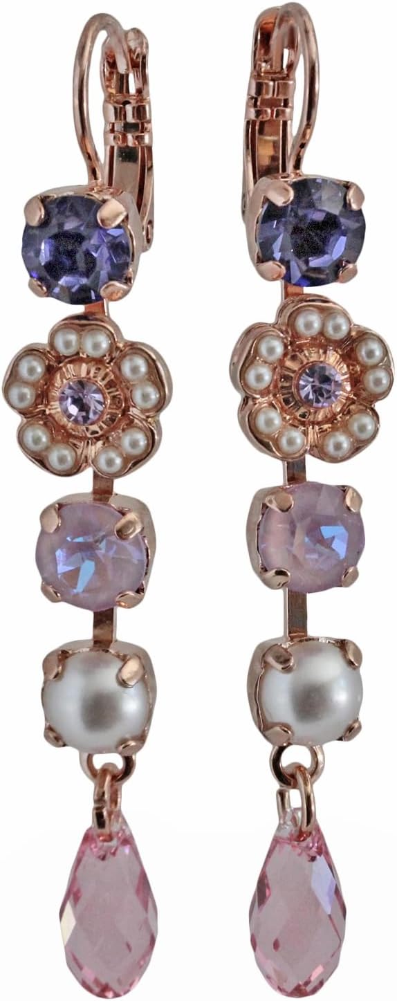 Mariana ローズゴールドトーン ロマンス フローラル ダングル ドロップ クリスタル シャンデリア イヤリング 1504/1